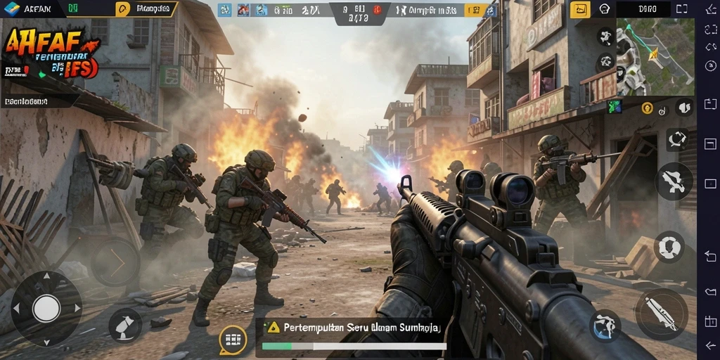 Tangkapan layar AFAF menunjukkan aksi menembak yang mendebarkan dalam gameplay FPS.