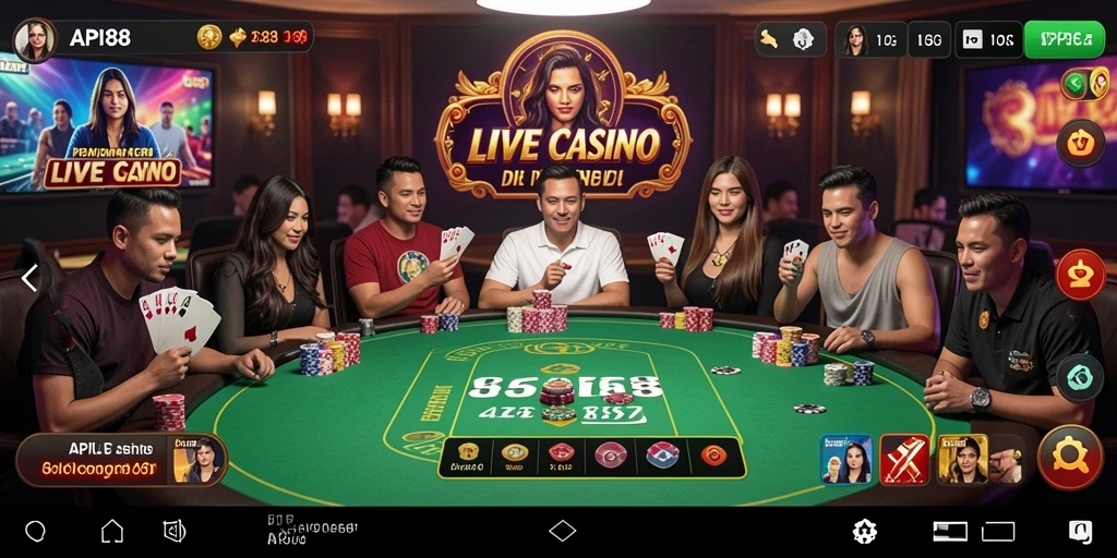 Tampilan utama API88 dengan dealer dan permainan live yang menarik.