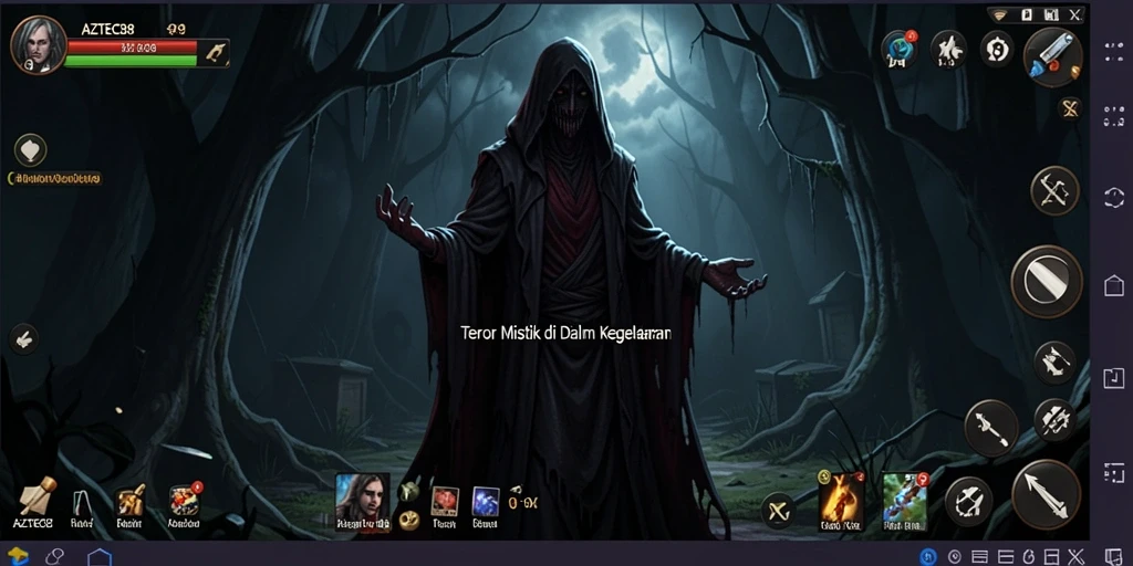 Tampilan mencekam dari gameplay AZTEC88 yang menakutkan.