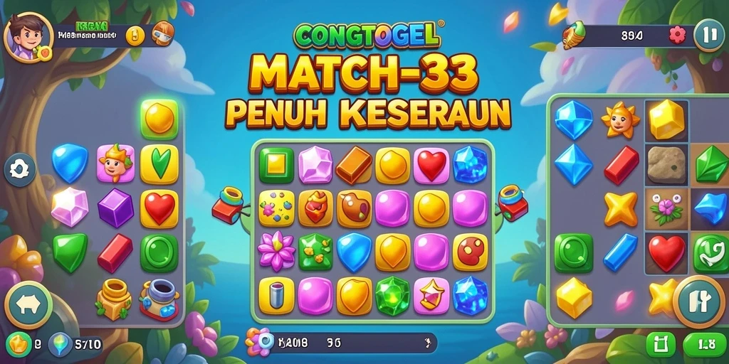 Tampilan gameplay seru dari CONGTOGEL Match-3.