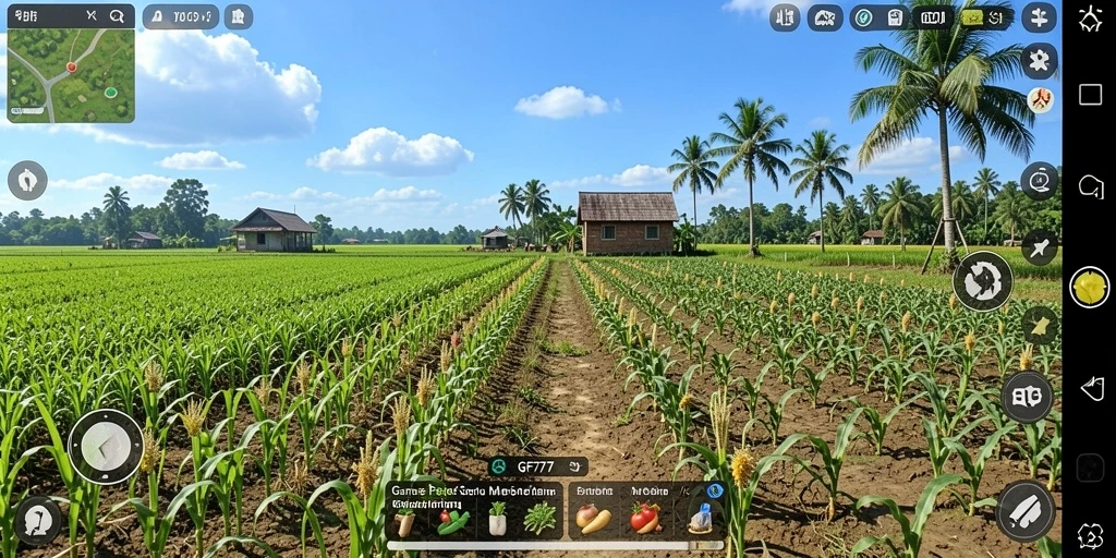 Screenshot GF777 menunjukkan gameplay pertanian yang menarik dan interaktif.