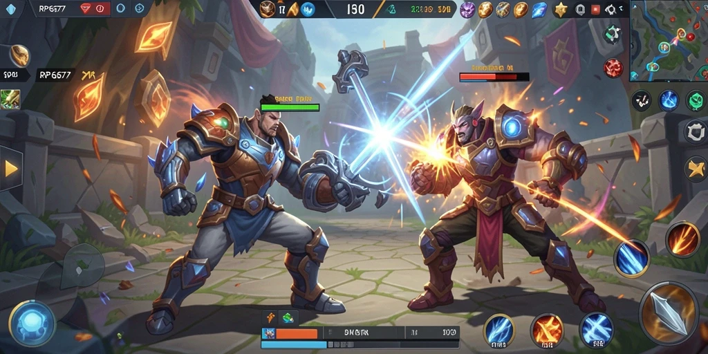 Gameplay seru RP6677 dengan pertarungan tim yang mendebarkan.
