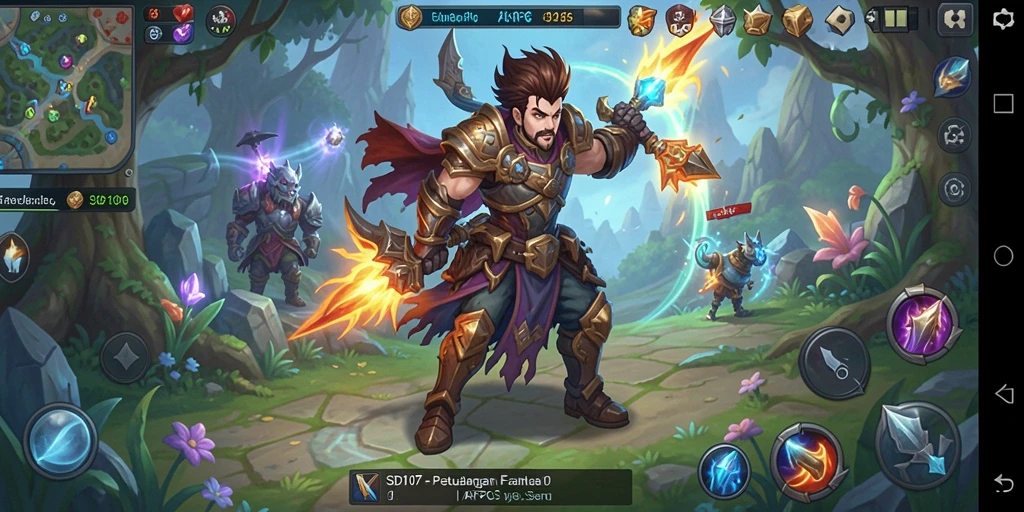 Screenshot dari gameplay ARPG SD107 yang menampilkan pertempuran seru.