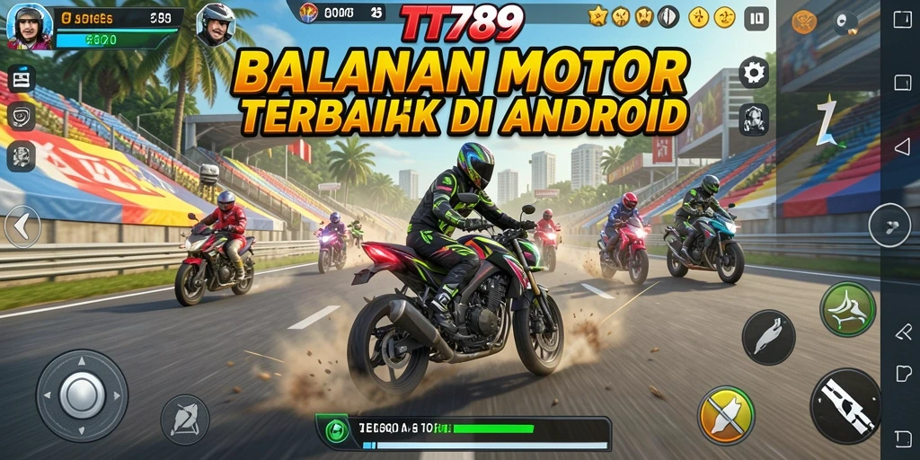 Gameplay balapan motor yang mendebarkan dalam TT789.