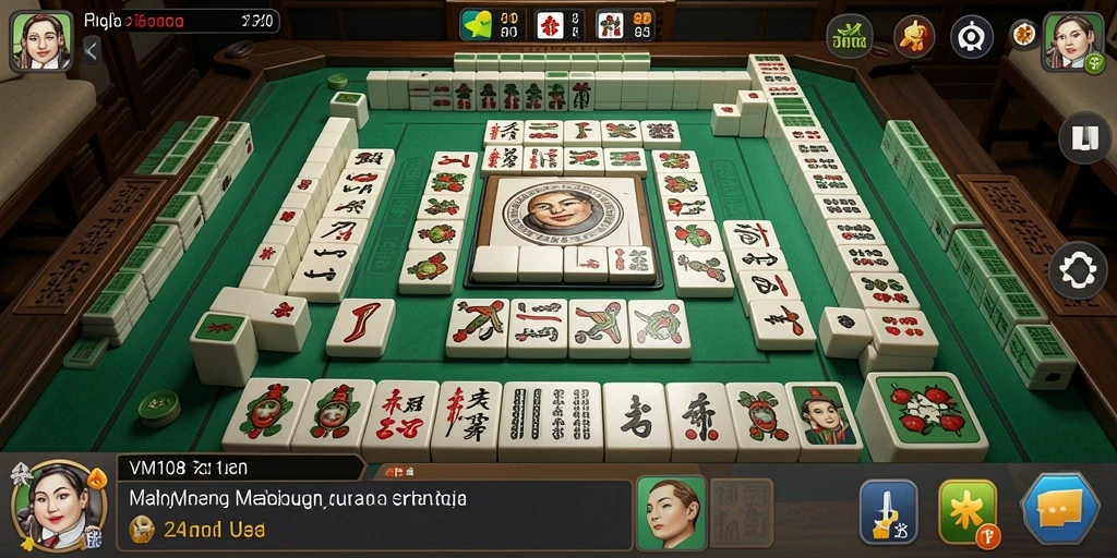 Screenshot gameplay dari VM108 menampilkan keseruan bermain Mahjong.