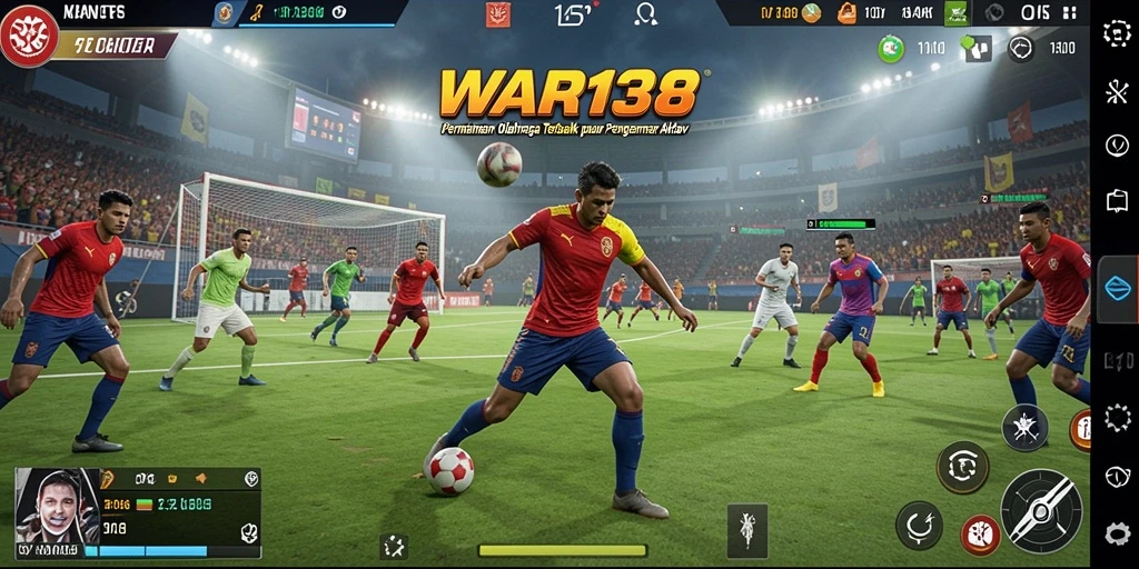 Tangkapan layar utama game menunjukkan aksi seru dalam olahraga.